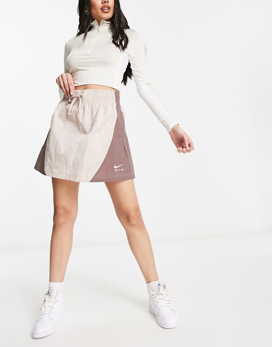 Nike Air woven mini skirt in fossil stone-Brown