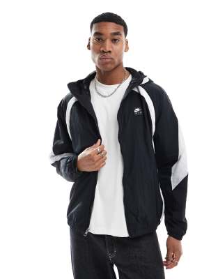 Nike Air Woven Paneled Jacket In Black And White