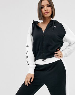 black and white nike zip up hoodie