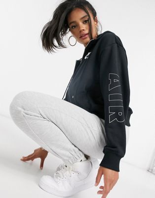 Nike air zip through hoodie in black | ASOS
