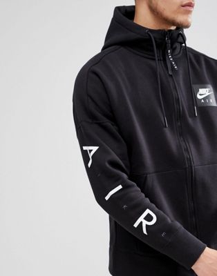 nike air zip through hoodie in black