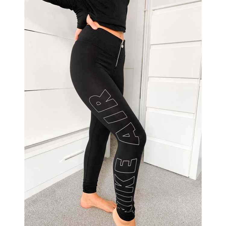 Nike Air zipped front leggings in black