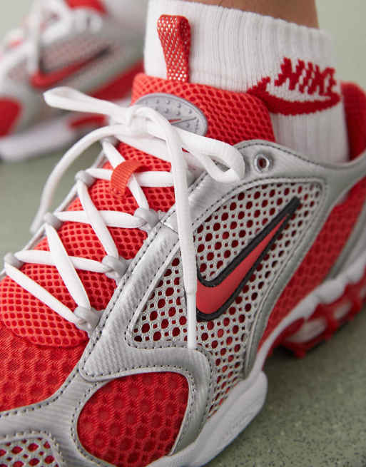 Nike Air Zoom Spiridon Cage 2 sneakers in silver and red