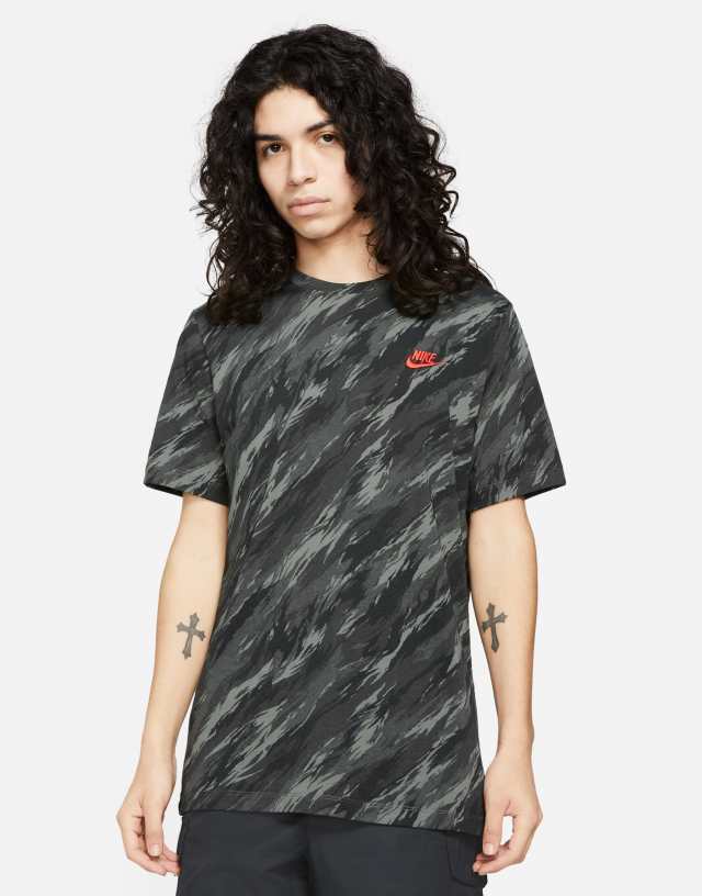 Nike all over print t-shirt in black