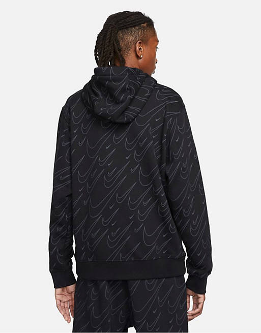 Maniobra erección Represalias Nike all over swoosh print hoodie in black and gold | ASOS
