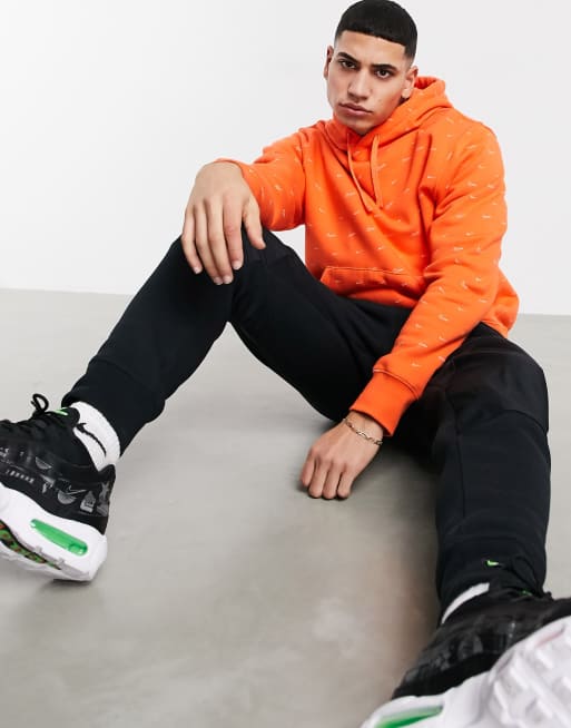 Orange nike swoosh hoodie hot sale