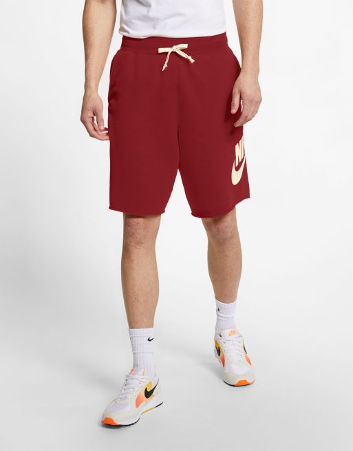 Nike Alumni shorts in burgundy ASOS