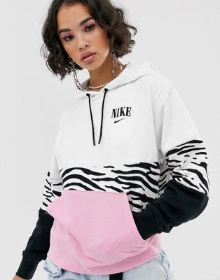 nike colorblock animal print hoodie