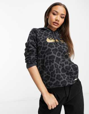 Nike animal print logo hoodie in black | ASOS