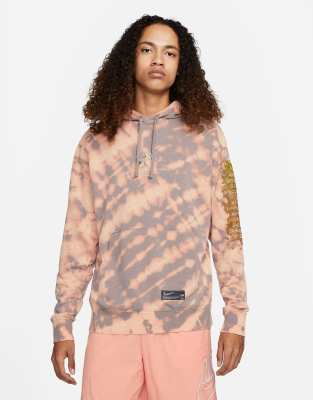 Nike Archaeo Swoosh Pack Graphic All Over Print Hoodie In Dusty Brown ...