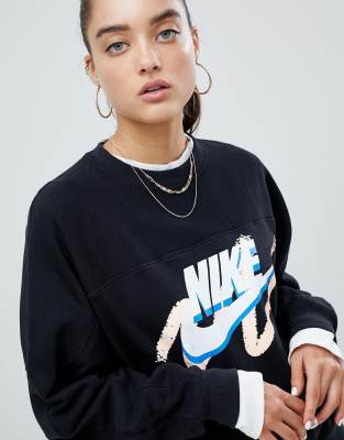 nike archive black scribble logo sweatshirt