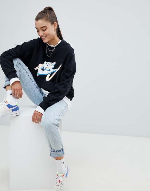 Nike archive white shop scribble logo sweatshirt