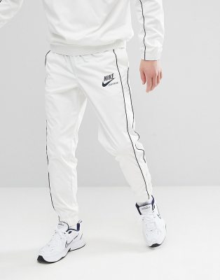 nike archive joggers with popper in white