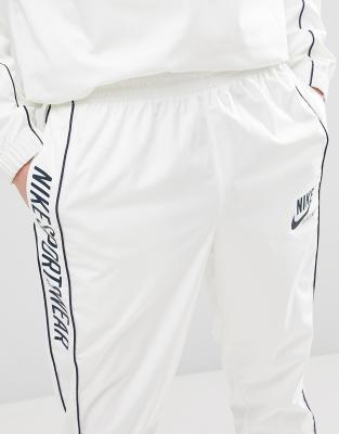 nike archive joggers with popper in white