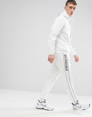 nike archive joggers with popper in white