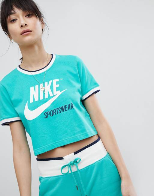 Nike - Archive - T-shirt met contrasterende boorden in groen