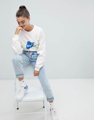 nike archive white scribble logo sweatshirt