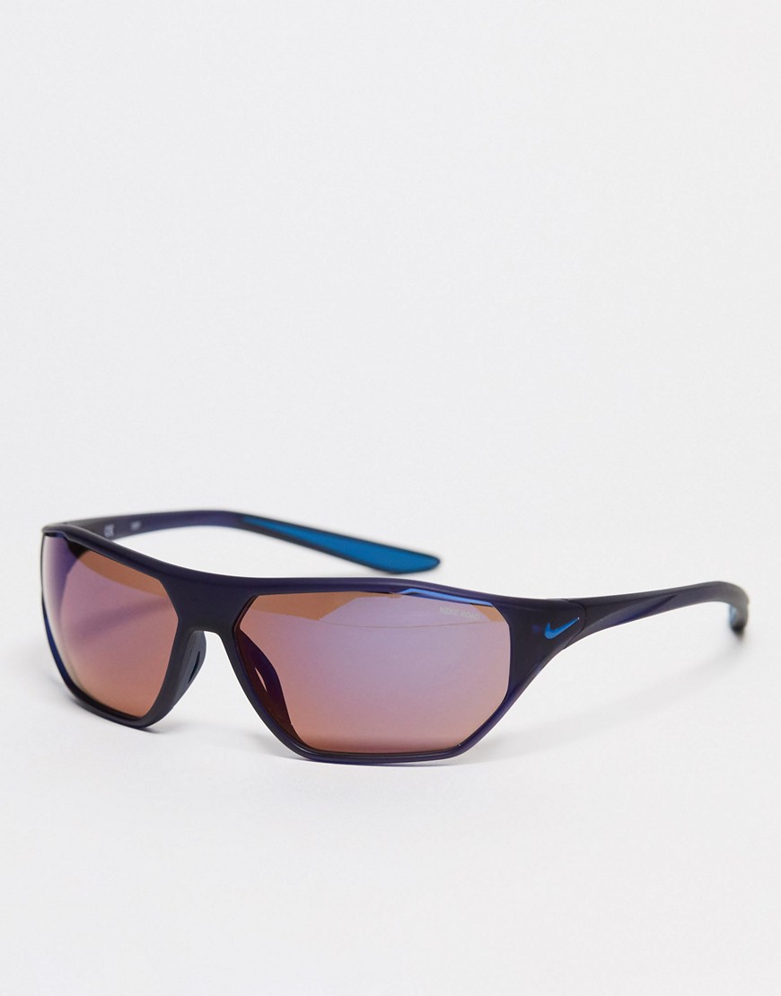 Nike Areo Drift multi coloured lens performance sunglasses in navy-Black
