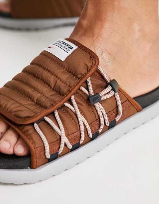 Nike  Asuna slides brown Men’s Quilted Brown Slide Sandals with Black Footbed NIKE Asuna 2 Slides DJ3388 200 - Shiekh main image 4