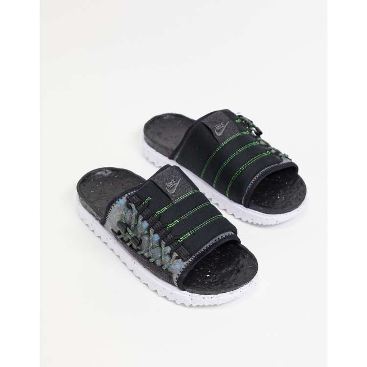 Nike Asuna Crater sliders in black ASOS