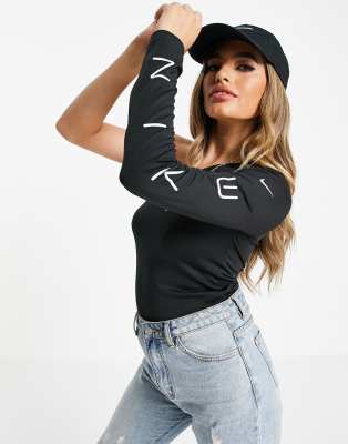 Nike asymmetric long sleeve top in black - ASOS Price Checker