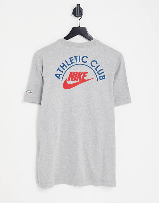 horizon Een goede vriend geur Nike Athletic Club retro logo t-shirt in gray heather | ASOS