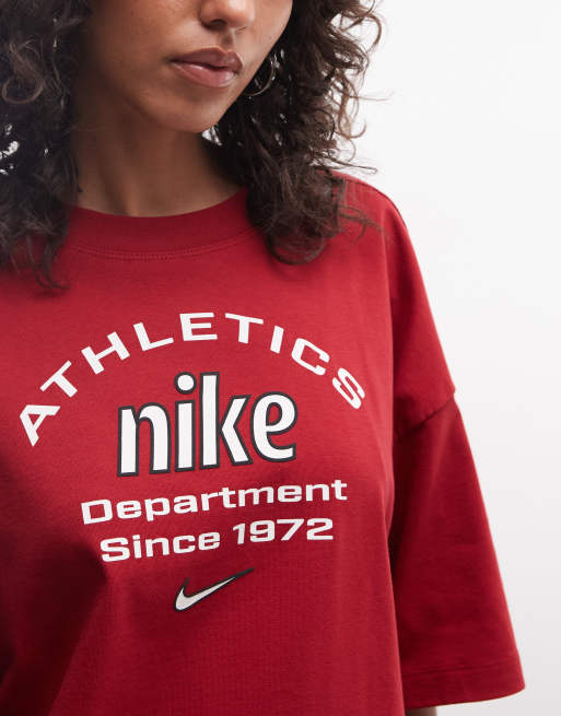 Nike Athletic Dept oversized t-shirt in red, 3 of 4