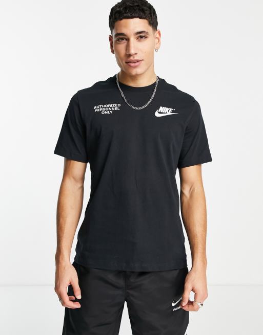 Nike Authorised Personnel Bedrucktes T Shirt in Schwarz