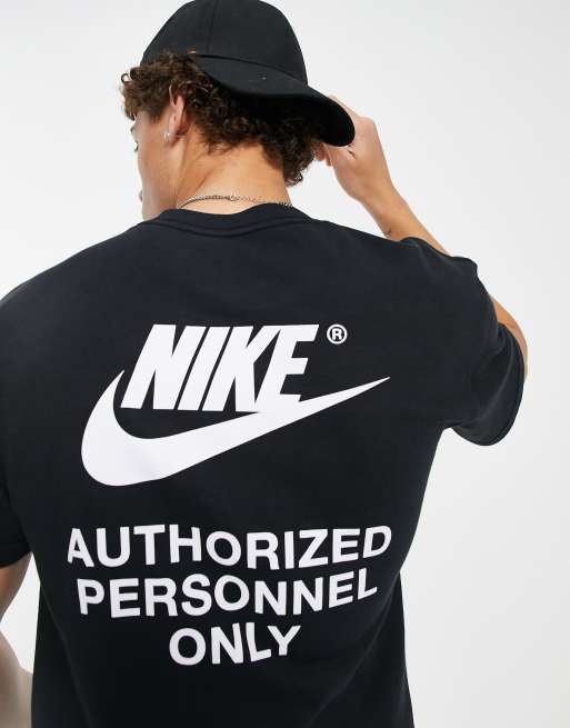 Nike 'Authorized Personnel' printed heavyweight oversized t-shirt in black