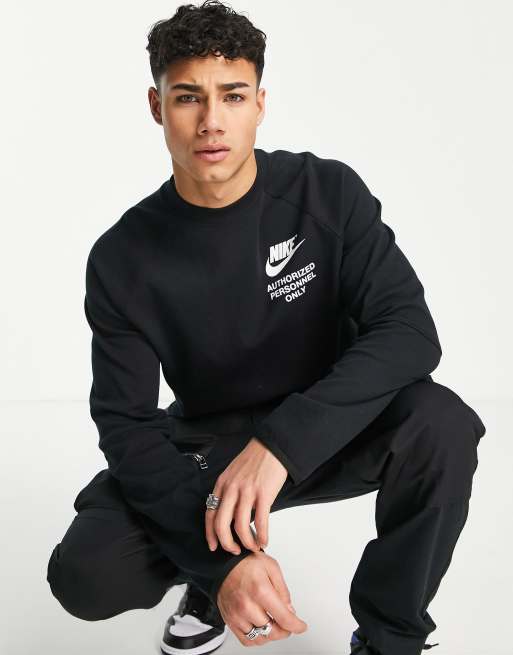 Nike 'Authorized Personnel' printed tech double-knit sweatshirt in ...