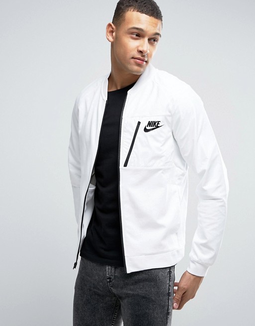 Nike | Nike AV15 Jersey Bomber Jacket In White 846878-100