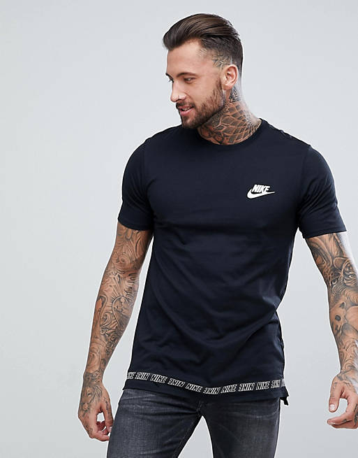 Nike AV15 Long Line T-Shirt With Dropped Hem In Black 892056-010 | ASOS