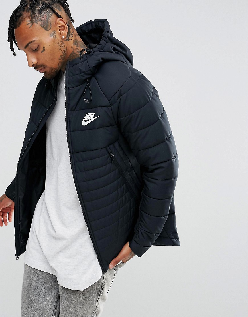 Nike AV15 Padded Jacket With Hood In Black 861782-010