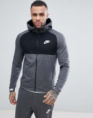 Nike AV15 Zip Through Colour Block Hoodie In Grey 861742-071 | ASOS