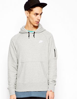 nike gray aw77 hoodie with arm pocket