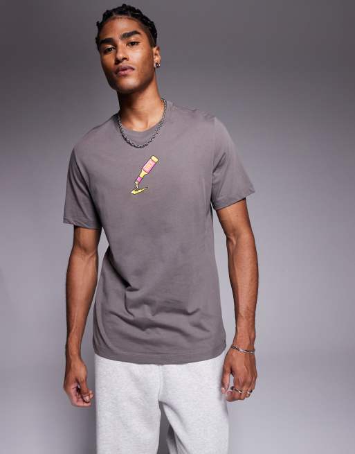 Nike back print graphic t-shirt in gray
