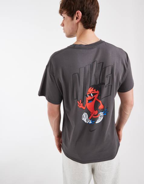 Nike backprint chilli logo oversized t-shirt in washed grey - view 1