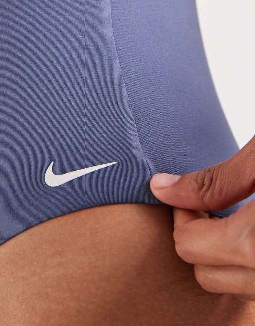 Nike – Badeanzug in Grau mit V-Ausschnitt, 3 von 4