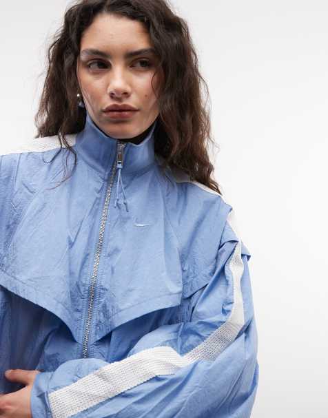 Nike balloon track jacket in blue and white - view 1