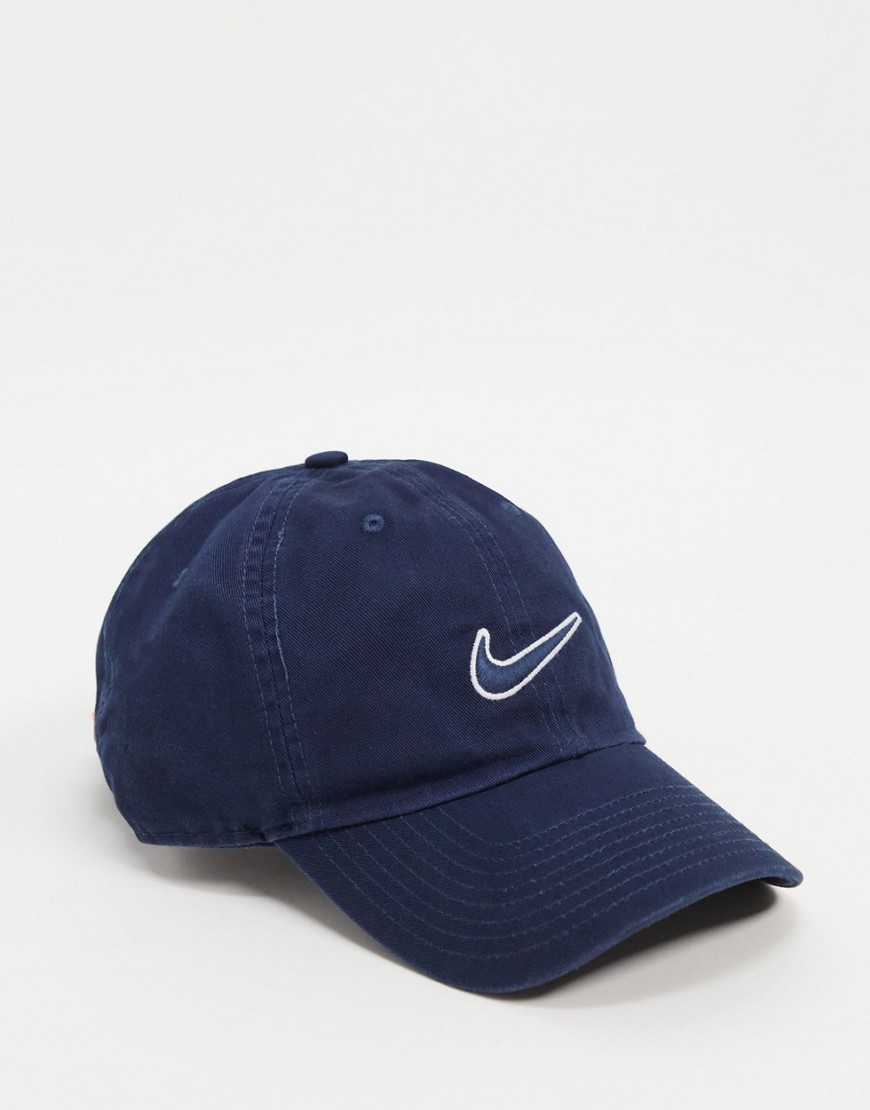 Nike baseball cap in navy with swoosh print