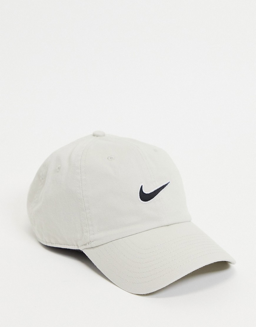 Nike baseball cap in off white with swoosh print