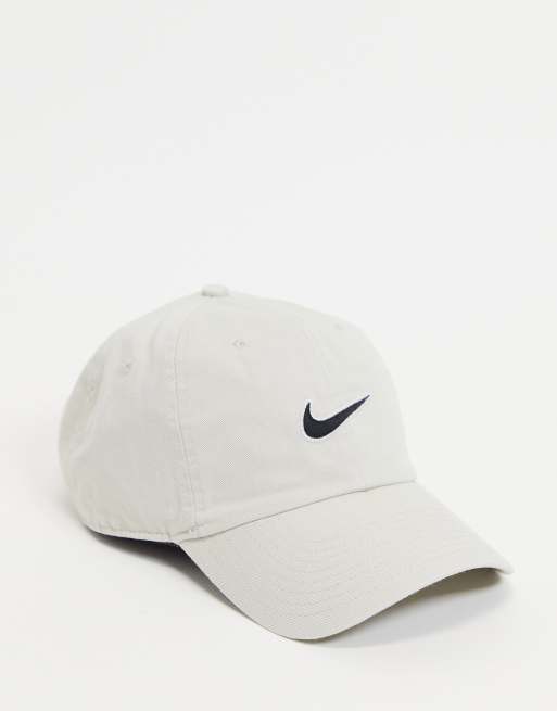 Nike baseball cap in off white with swoosh print | ASOS