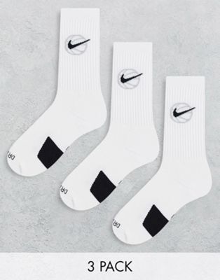 Nike Basketball 3pk socks in white - ASOS Price Checker
