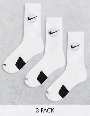 Nike Basketball 3pk socks in white - ASOS Price Checker