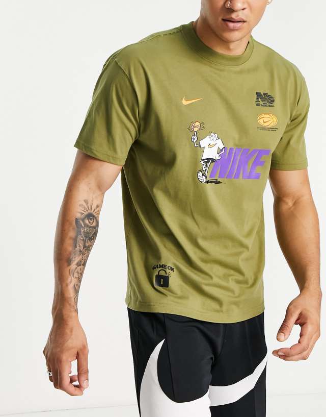 Nike Basketball Backyard Training Club oversized graphic T-shirt in khaki