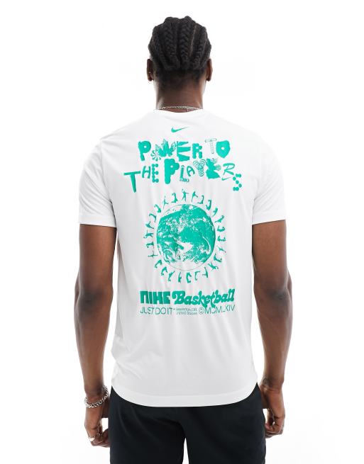 Nike Basketball – Biały T-shirt z grafiką na plecach