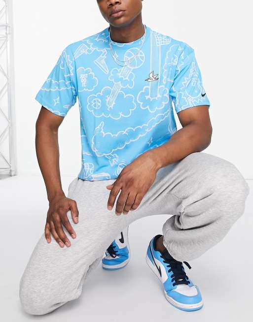 Nike Basketball - Blå T-shirt med gennemgående print