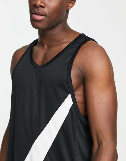 Nike Basketball Crossover Dri Fit Large Swoosh Jersey Vest In Black Asos