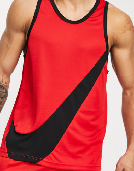 Nike Basketball Crossover Swoosh Dri Fit Jersey Vest In Red Asos