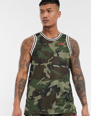 Nike Basketball dna camo tank in khaki 